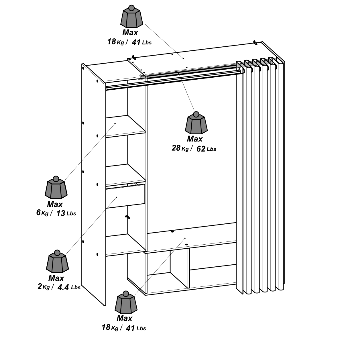 Nelly 1 Drawer Open Wardrobe with Textile Curtain - Oak & Linen - FurniComp
