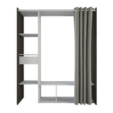 Nelly 1 Drawer Open Wardrobe with Textile Curtain - Oak & Linen - FurniComp