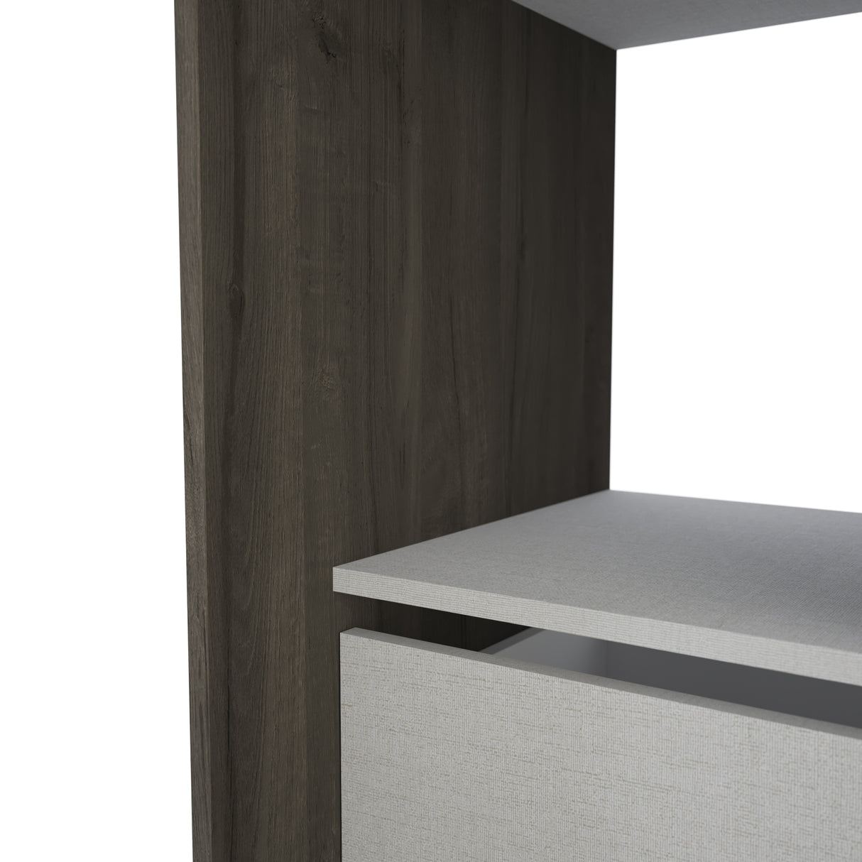 Nelly 1 Drawer Open Wardrobe with Textile Curtain - Oak & Linen - FurniComp