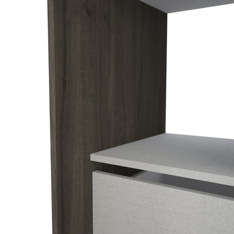 Nelly 1 Drawer Open Wardrobe with Textile Curtain - Oak & Linen - FurniComp