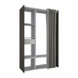 Nelly 1 Drawer Open Wardrobe with Textile Curtain - Oak & Linen - FurniComp