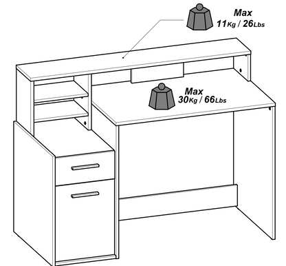 Nova Black and Oak Office Desk with Hutch and Drawers - FurniComp