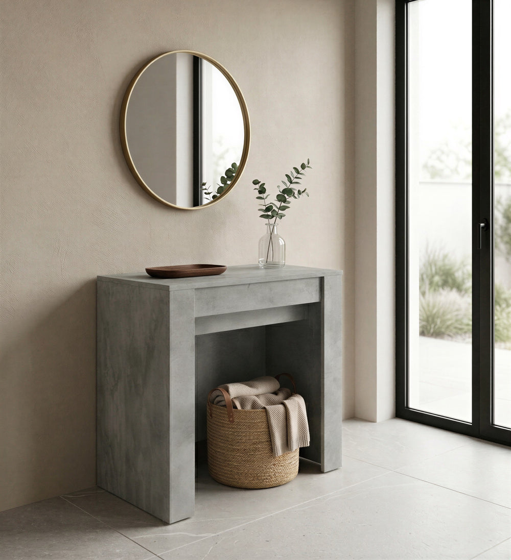Novara Concrete Grey Extending Console Dining Table
