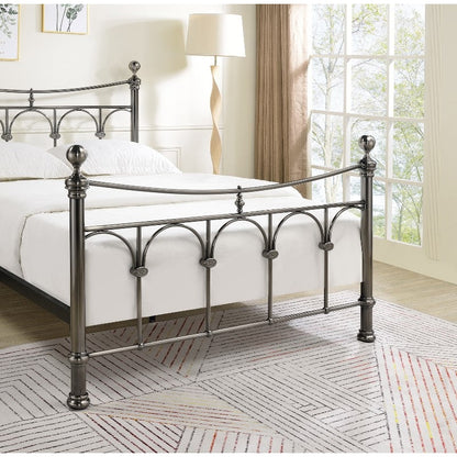 Nyla Antique Nickel Vintage Metal Bed Frame - FurniComp