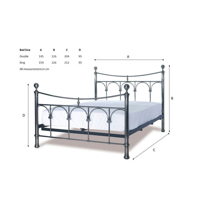 Nyla Antique Nickel Vintage Metal Bed Frame - FurniComp