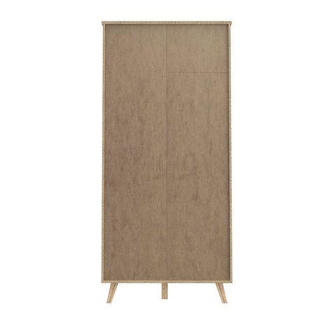 Oskar 2 Door 2 Drawer 95cm Wardrobe - Matt White & Oak - FurniComp