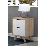 Oskar 2 Drawer Bedside Table - Matt White & Oak - FurniComp