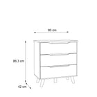 Oskar 3 Drawer Chest of Drawers - Matt White & Oak - FurniComp