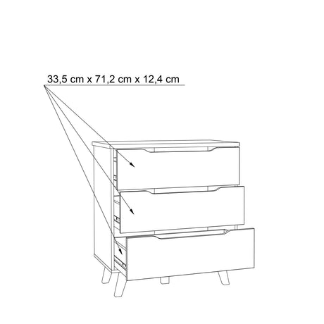 Oskar 3 Drawer Chest of Drawers - Matt White & Oak - FurniComp