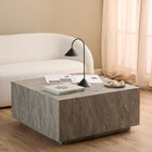 Oxford 90cm Block Rectangle Coffee Table - Grey Marble - FurniComp