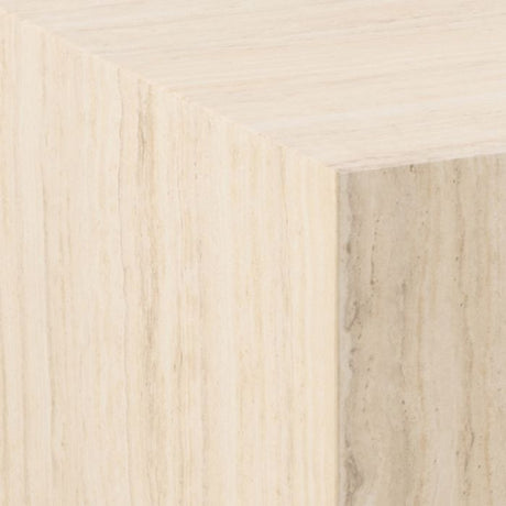 Oxford 90cm Block Rectangle Coffee Table - Light Travertine Stone - FurniComp