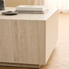 Oxford 90cm Block Rectangle Coffee Table - Light Travertine Stone - FurniComp