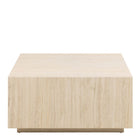 Oxford 90cm Block Rectangle Coffee Table - Light Travertine Stone - FurniComp