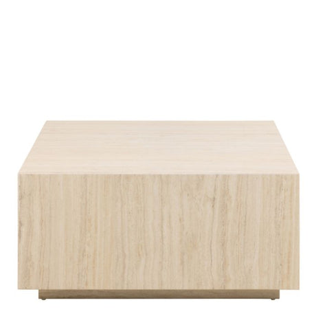 Oxford 90cm Block Rectangle Coffee Table - Light Travertine Stone - FurniComp