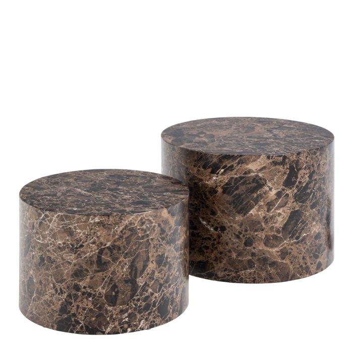 Oxford Set of 2 Coffee Tables- Brown Marble - FurniComp