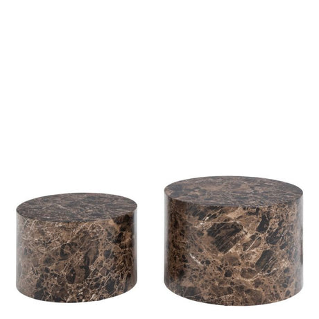 Oxford Set of 2 Coffee Tables- Brown Marble - FurniComp
