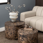 Oxford Set of 2 Coffee Tables- Brown Marble - FurniComp