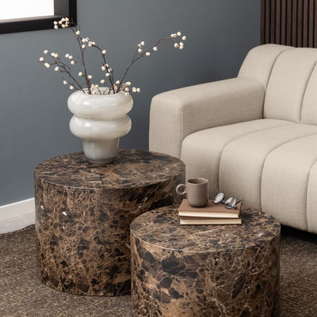 Oxford Set of 2 Coffee Tables- Brown Marble - FurniComp
