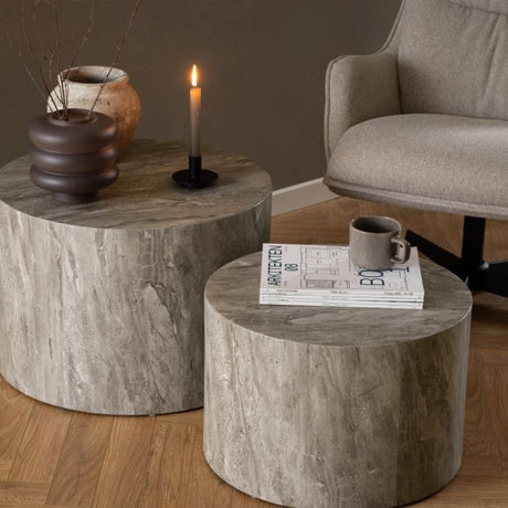 Oxford Set of 2 Coffee Tables- Grey Marble - FurniComp