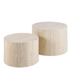 Oxford Set of 2 Coffee Tables- Light Travertine Stone - FurniComp