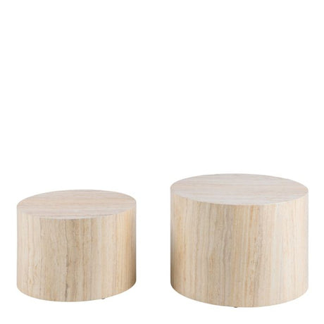 Oxford Set of 2 Coffee Tables- Light Travertine Stone - FurniComp