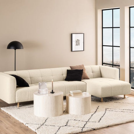Oxford Set of 2 Coffee Tables- Light Travertine Stone - FurniComp