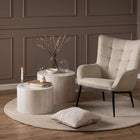 Oxford Set of 2 Coffee Tables- Light Travertine Stone - FurniComp