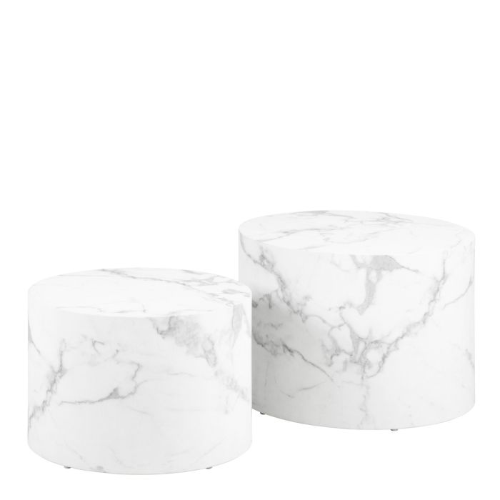 Oxford Set of 2 Coffee Tables- White Marble - FurniComp