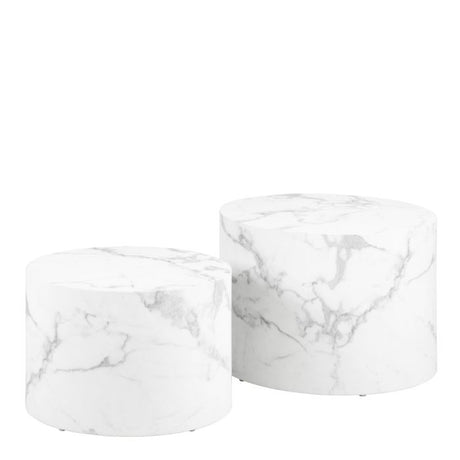 Oxford Set of 2 Coffee Tables- White Marble - FurniComp