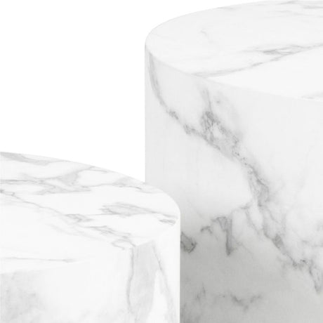 Oxford Set of 2 Coffee Tables- White Marble - FurniComp