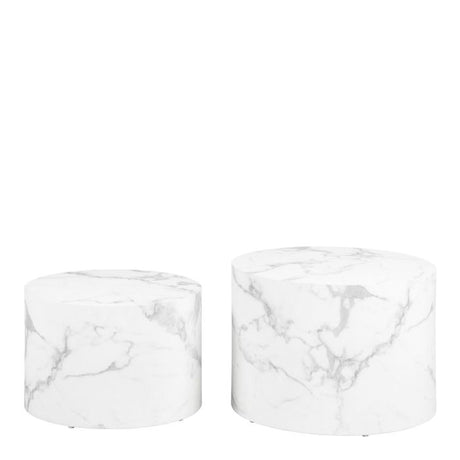 Oxford Set of 2 Coffee Tables- White Marble - FurniComp