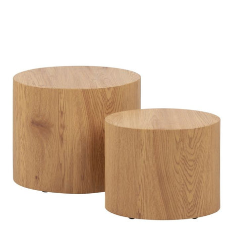 Oxford Set of 2 Oval Side Tables - Oak - FurniComp
