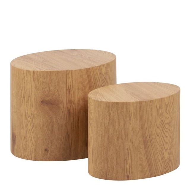 Oxford Set of 2 Oval Side Tables - Oak - FurniComp
