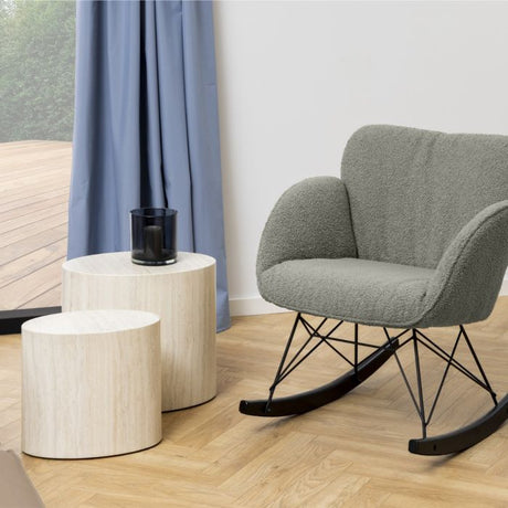Oxford Set of 2 Oval Side Tables - Travertine Stone - FurniComp