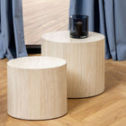 Oxford Set of 2 Oval Side Tables - Travertine Stone - FurniComp