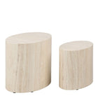 Oxford Set of 2 Oval Side Tables - Travertine Stone - FurniComp