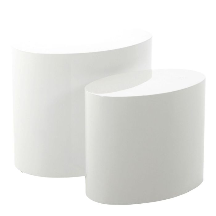 Oxford Set of 2 Oval Side Tables - White Gloss - FurniComp