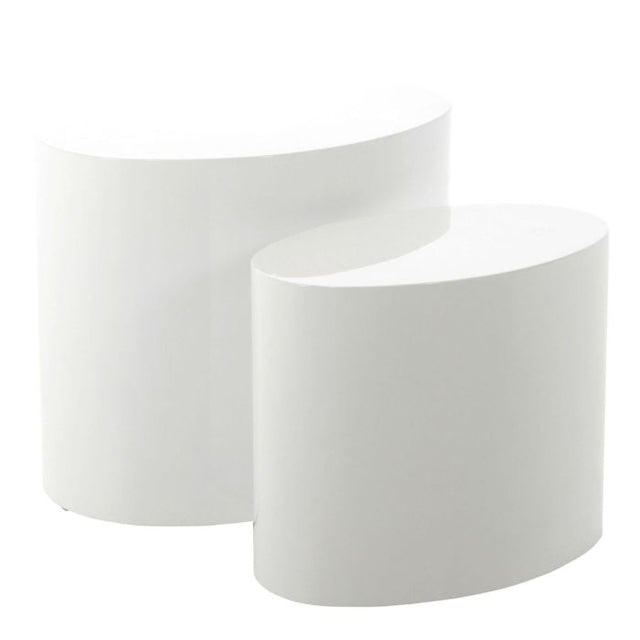 Oxford Set of 2 Oval Side Tables - White Gloss - FurniComp