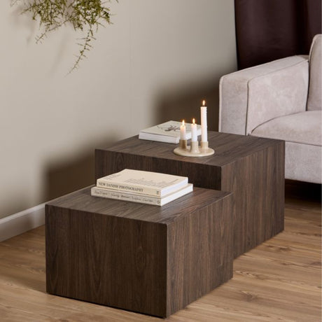 Oxford Set of 2 Square Coffee Table - Smoked Ash - FurniComp