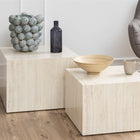 Oxford Set of 2 Square Coffee Table - Travertine Stone - FurniComp
