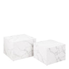 Oxford Set of 2 Square Coffee Table - White Marble - FurniComp