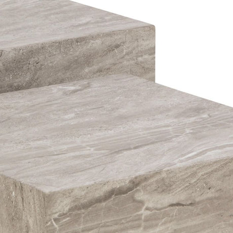 Oxford Set of 2 Square & Rectangle Coffee Table - Grey Marble - FurniComp