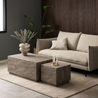 Oxford Set of 2 Square & Rectangle Coffee Table - Grey Marble - FurniComp