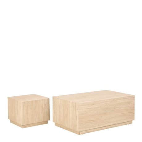 Oxford Set of 2 Square & Rectangle Coffee Table - Travertine Stone - FurniComp