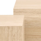 Oxford Set of 2 Square & Rectangle Coffee Table - Travertine Stone - FurniComp