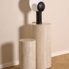 Oxford Set of 2 Tall Side Tables - Travertine Stone - FurniComp