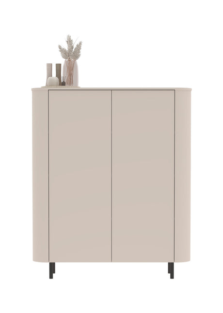 Palermo 130cm 2 Door Curved Highboard/Tall Sideboard - Cashmere - FurniComp