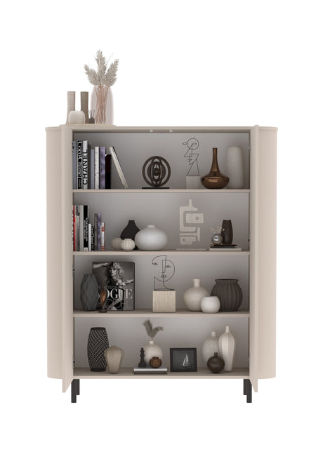 Palermo 130cm 2 Door Curved Highboard/Tall Sideboard - Cashmere - FurniComp