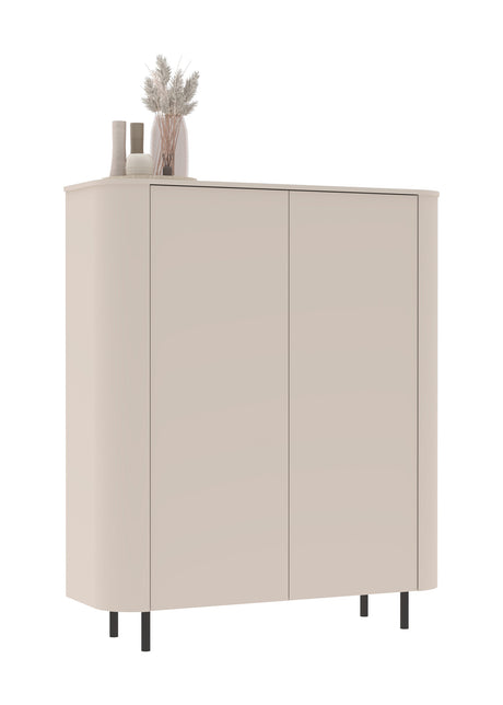 Palermo 130cm 2 Door Curved Highboard/Tall Sideboard - Cashmere - FurniComp
