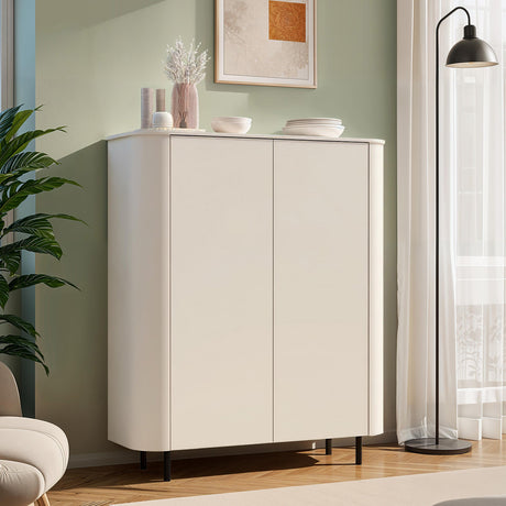 Palermo 130cm 2 Door Curved Highboard/Tall Sideboard - Cashmere - FurniComp